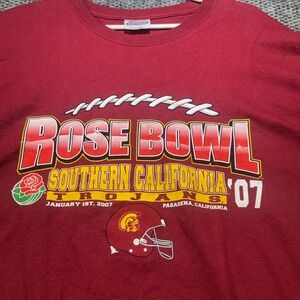 Hanes USC Trojans 2007 Rose Bowl Southern California T-Shirt Red XL Mens 00s